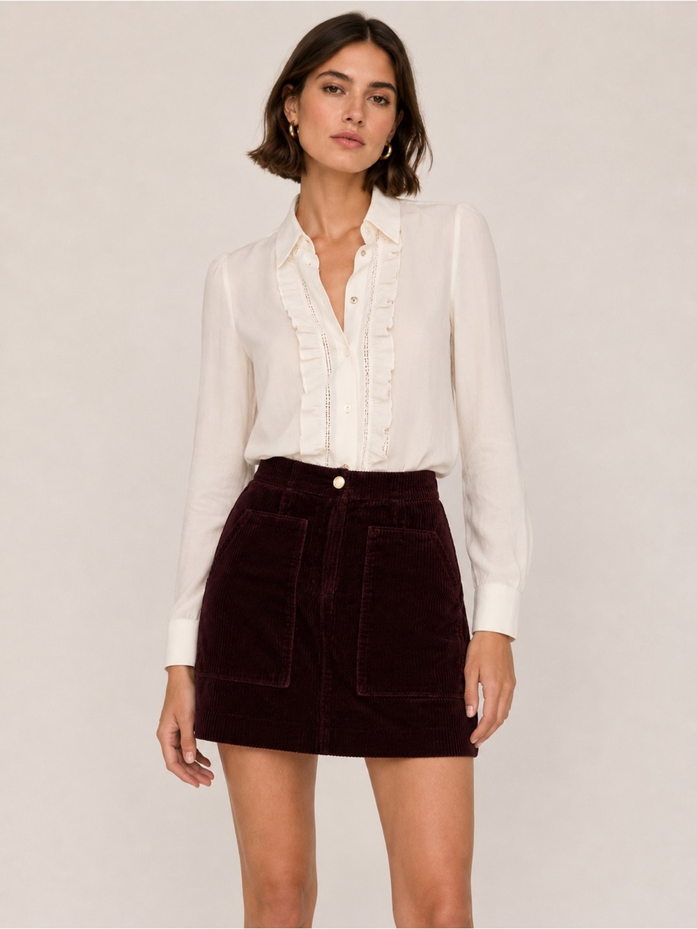 SANDRO COTTON CORDUROY SKIRT